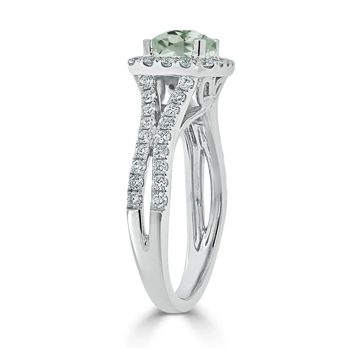 Auriya 1/2ct Cushion-cut Green Amethyst Halo Diamond Engagement Ring 5/8ctw 14k Gold sold by Zulily product image thumbnail 4