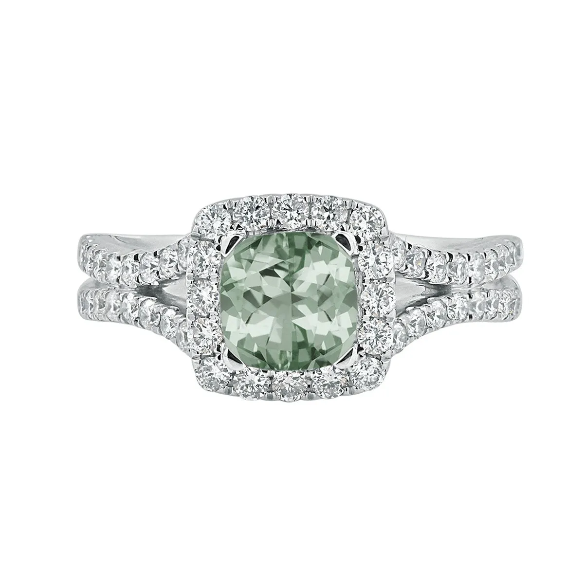Auriya 1/2ct Cushion-cut Green Amethyst Halo Diamond Engagement Ring 5/8ctw 14k Gold sold by Zulily product image thumbnail 2