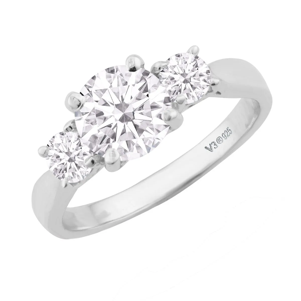 Sterling Silver with Moissanite Three Stone Ring sold by Zulily product image thumbnail 2