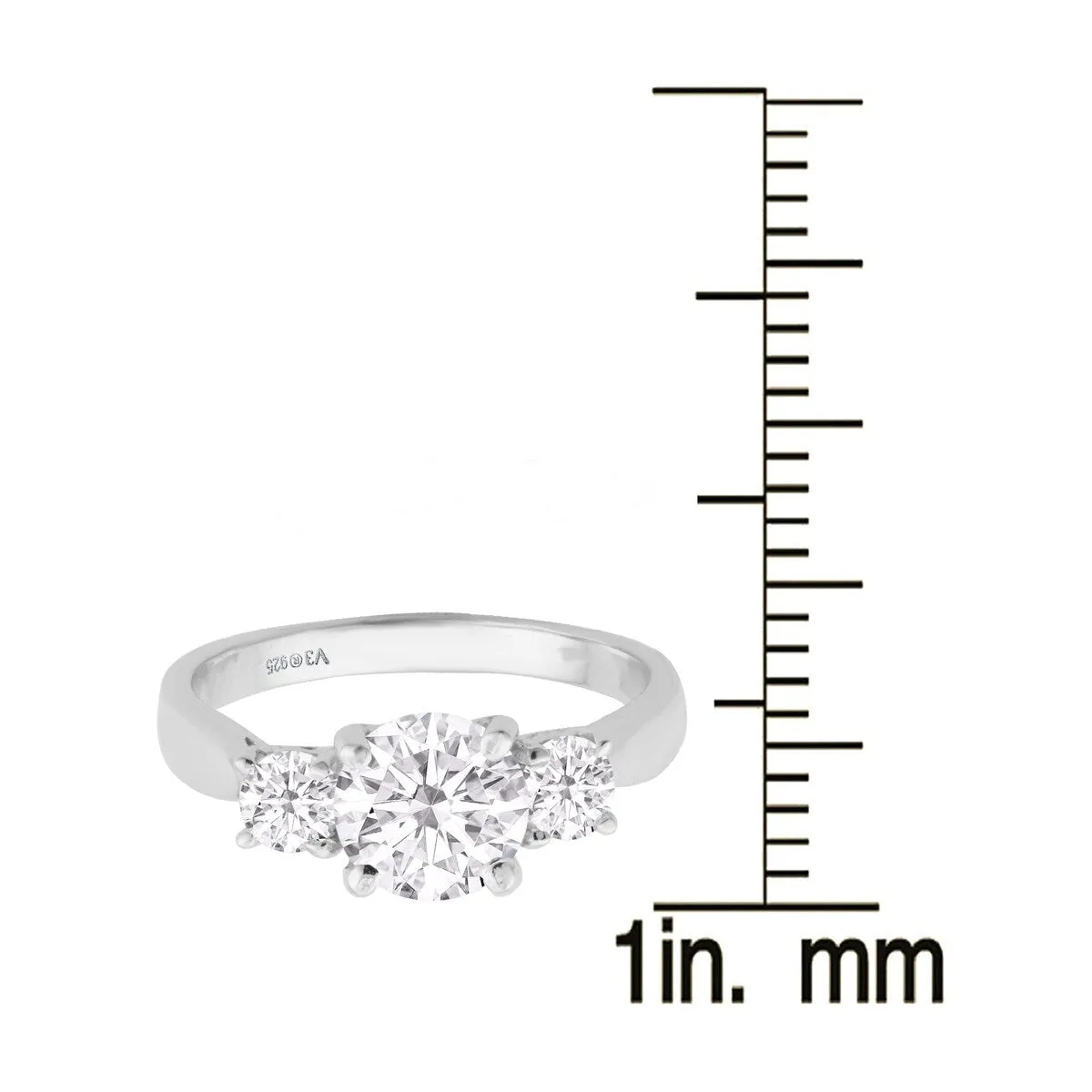 Sterling Silver with Moissanite Three Stone Ring sold by Zulily product image thumbnail 3