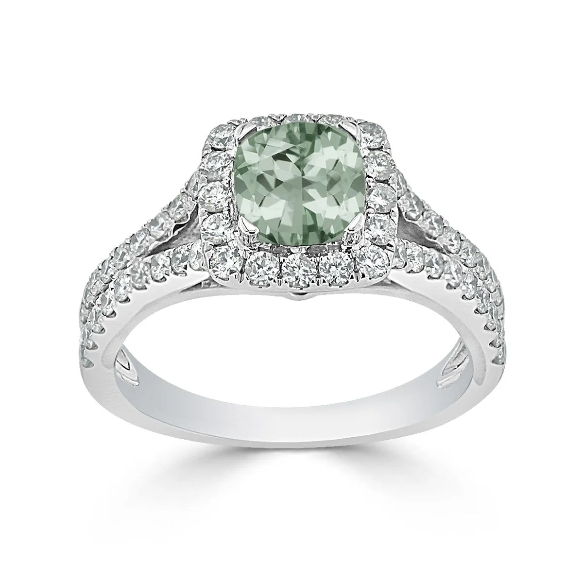 Auriya 1/2ct Cushion-cut Green Amethyst Halo Diamond Engagement Ring 5/8ctw 14k Gold sold by Zulily product image thumbnail 3