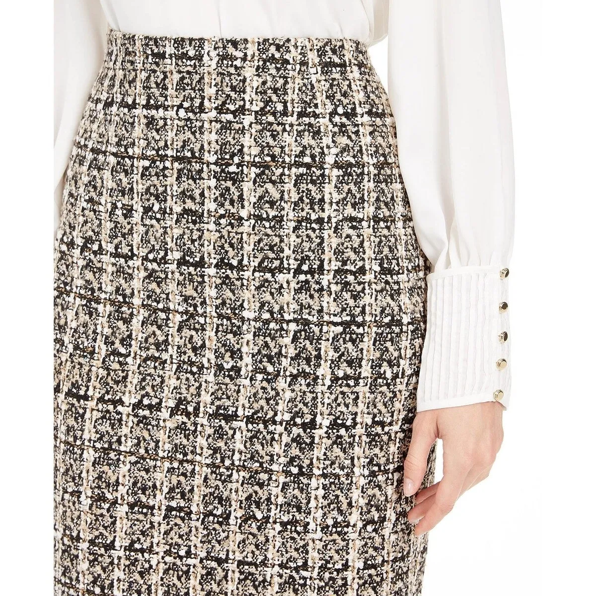 Calvin Klein Women's Sequined Tweed Skirt Beige Size 2 sold by Zulily product image thumbnail 3