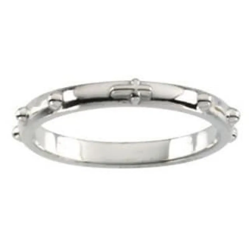 Sterling Silver 2.5mm Rosary Eternity Wedding Band Ring - Sizes 4-12 - White sold by Zulily