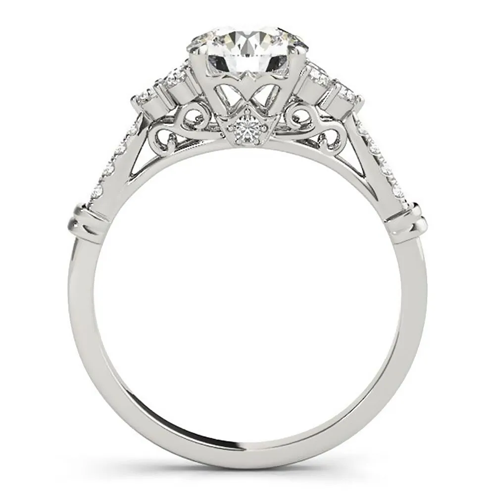 Auriya Vintage 2ct Round Moissanite and 1/5ctw Diamond Engagement Ring 14K Gold sold by Zulily product image thumbnail 5