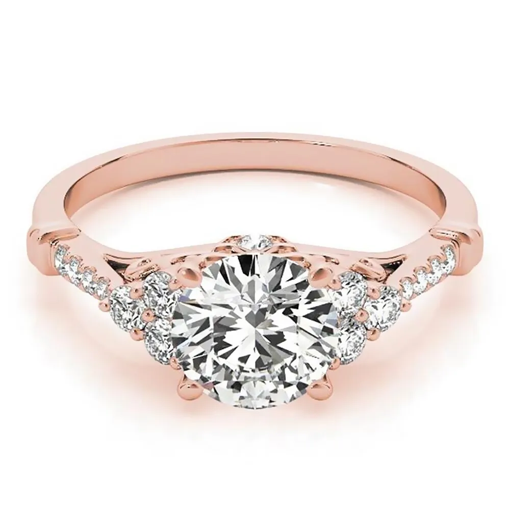 Auriya Vintage 2ct Round Moissanite and 1/5ctw Diamond Engagement Ring 14K Gold sold by Zulily product image thumbnail 4