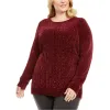 Karen Scott Women's Plus Chenille Cable-Knit Sweater Merlot Size 1X sold by Zulily