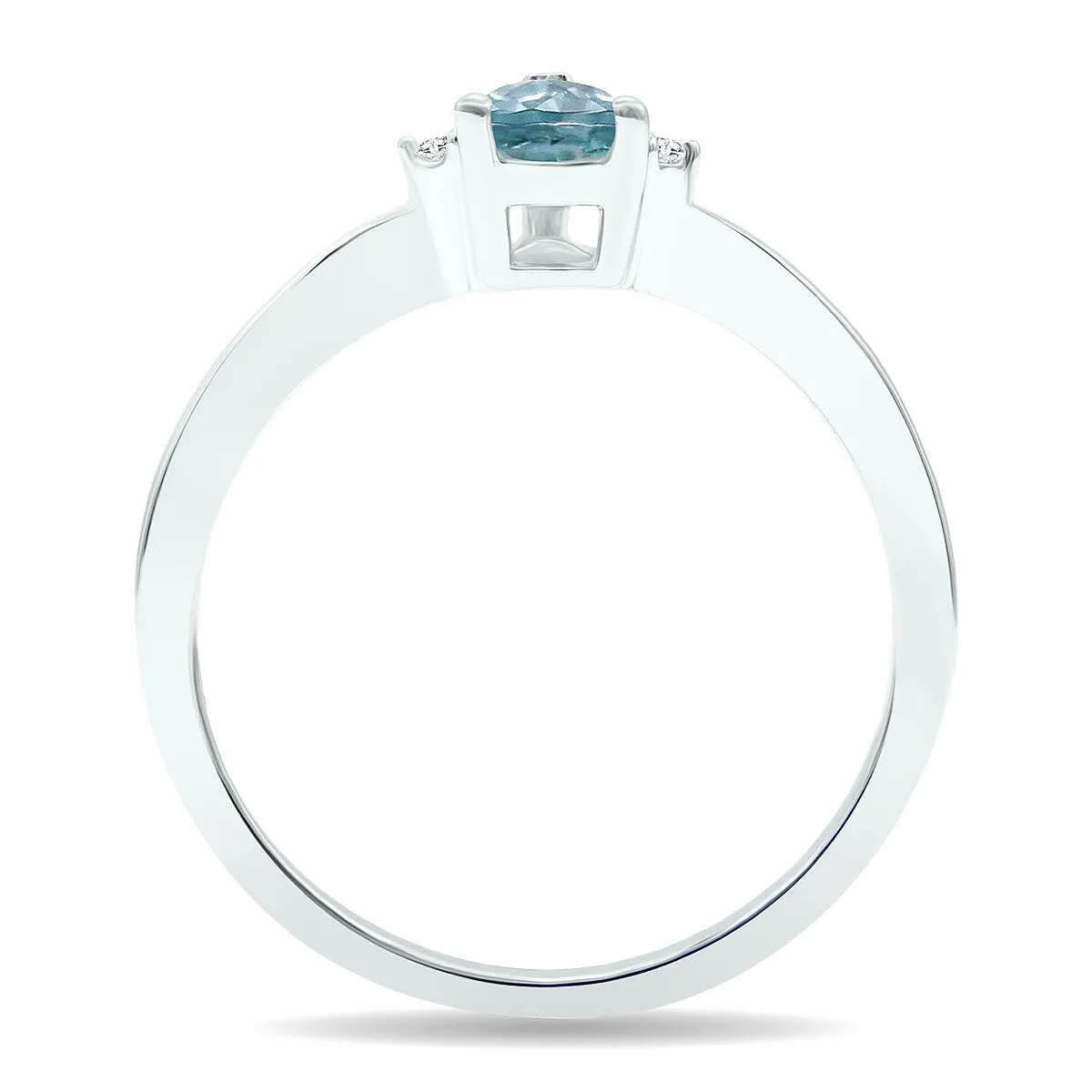 Women's Aquamarine and Diamond Classic Band in 10K White Gold sold by Zulily product image thumbnail 2