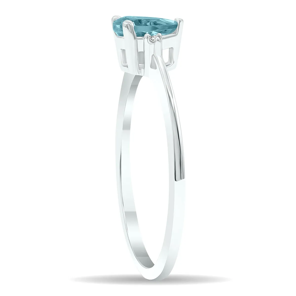 Women's Aquamarine and Diamond Classic Band in 10K White Gold sold by Zulily product image thumbnail 3