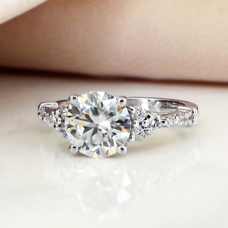 Auriya Vintage 2ct Round Moissanite and 1/5ctw Diamond Engagement Ring 14K Gold sold by Zulily
