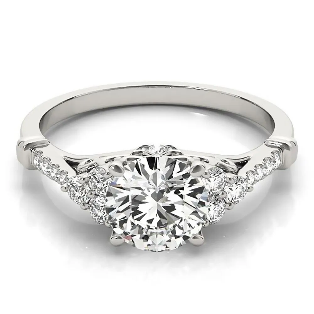 Auriya Vintage 2ct Round Moissanite and 1/5ctw Diamond Engagement Ring 14K Gold sold by Zulily product image thumbnail 2