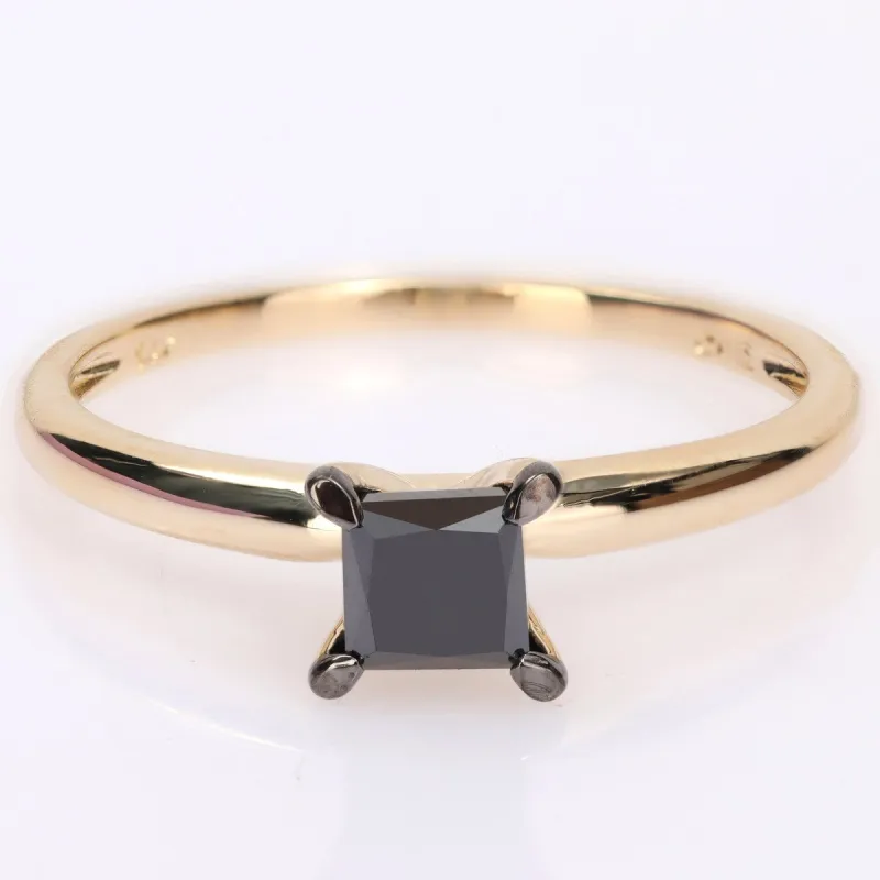 Miadora 3/4ct TDW Princess-cut Black Diamond Solitaire Engagement Ring in 14k Yellow Gold sold by Zulily