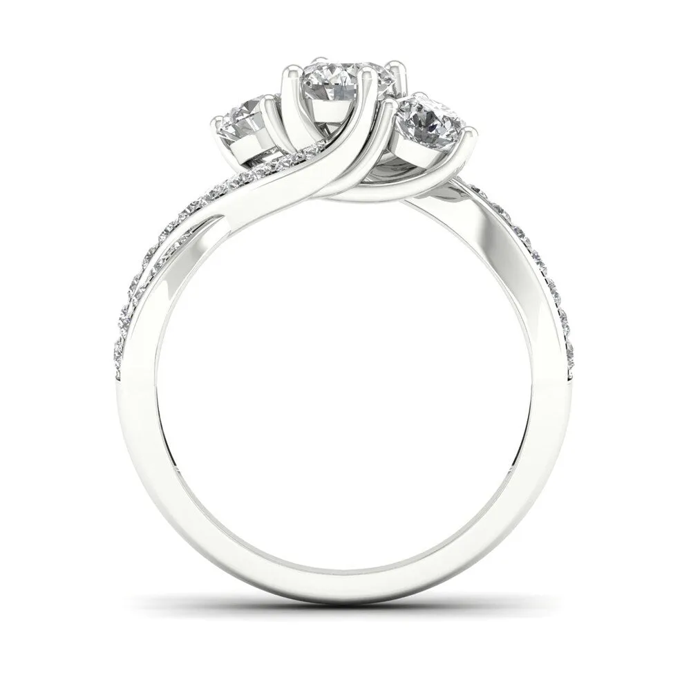 De Couer 1ct TDW Diamond Three Stone Engagement Ring - White sold by Zulily product image thumbnail 4