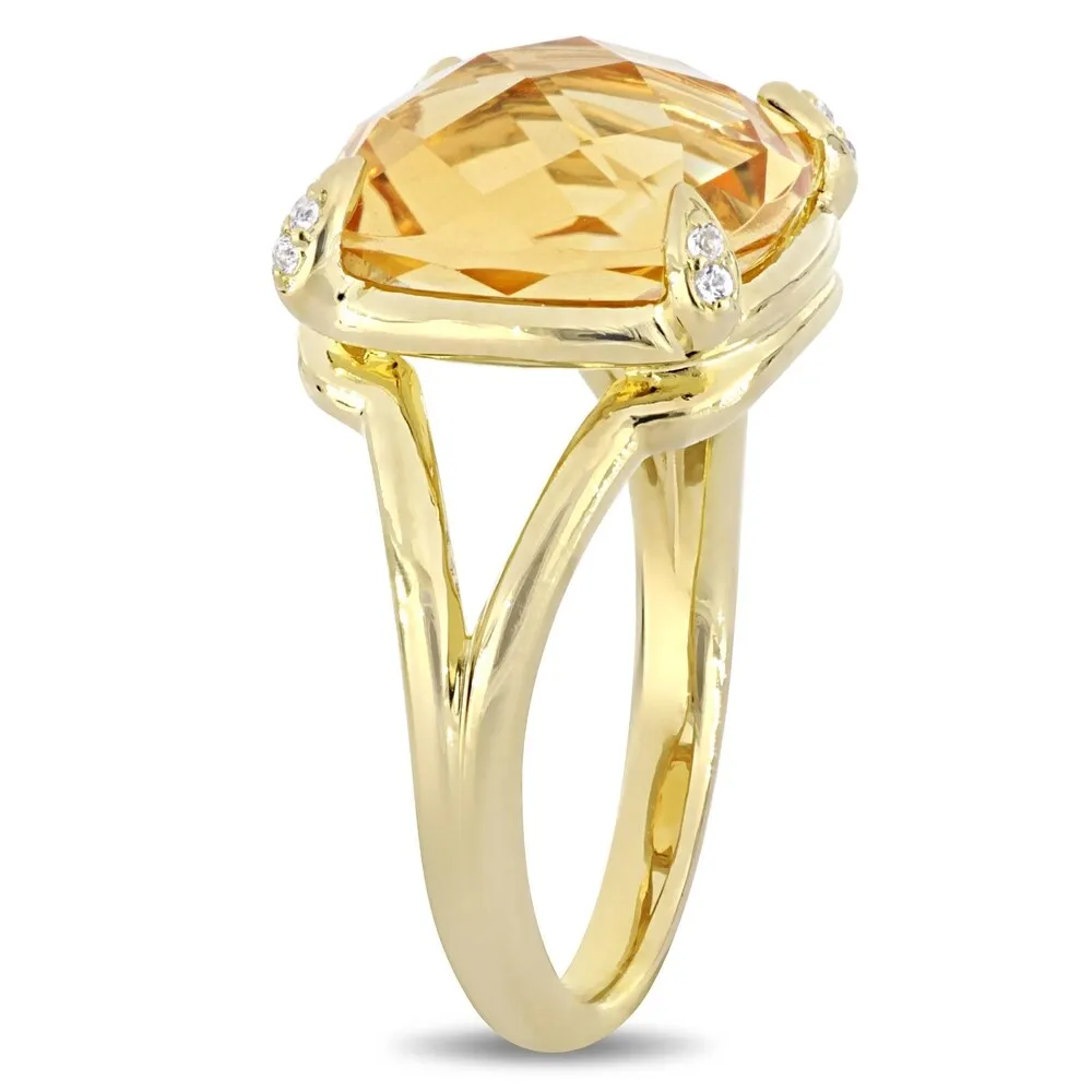 Miadora Yellow Plated Sterling Silver Citrine and White Topaz Split Shank Cocktail Ring sold by Zulily product image thumbnail 2