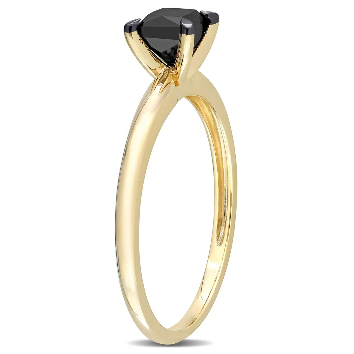 Miadora 3/4ct TDW Princess-cut Black Diamond Solitaire Engagement Ring in 14k Yellow Gold sold by Zulily product image thumbnail 4