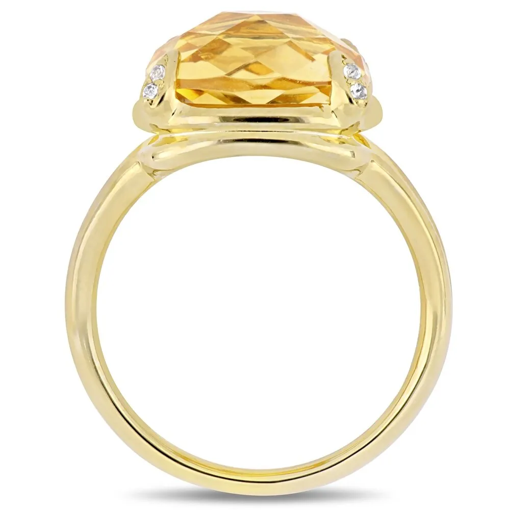 Miadora Yellow Plated Sterling Silver Citrine and White Topaz Split Shank Cocktail Ring sold by Zulily product image thumbnail 3