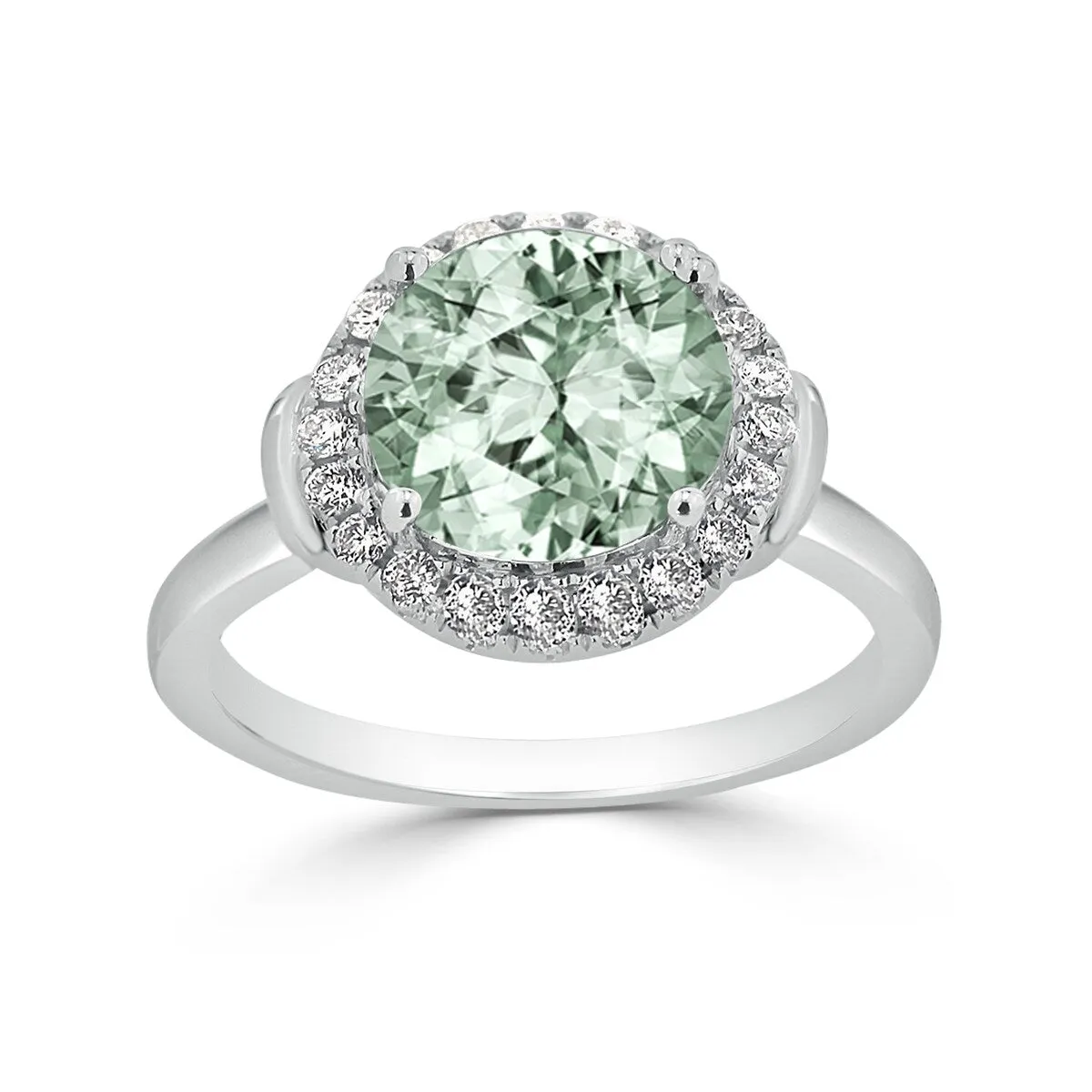 Auriya 2 1/5ct Round Green Amethyst and Halo Diamond Engagement Ring 1/4ctw 14k Gold sold by Zulily product image thumbnail 3