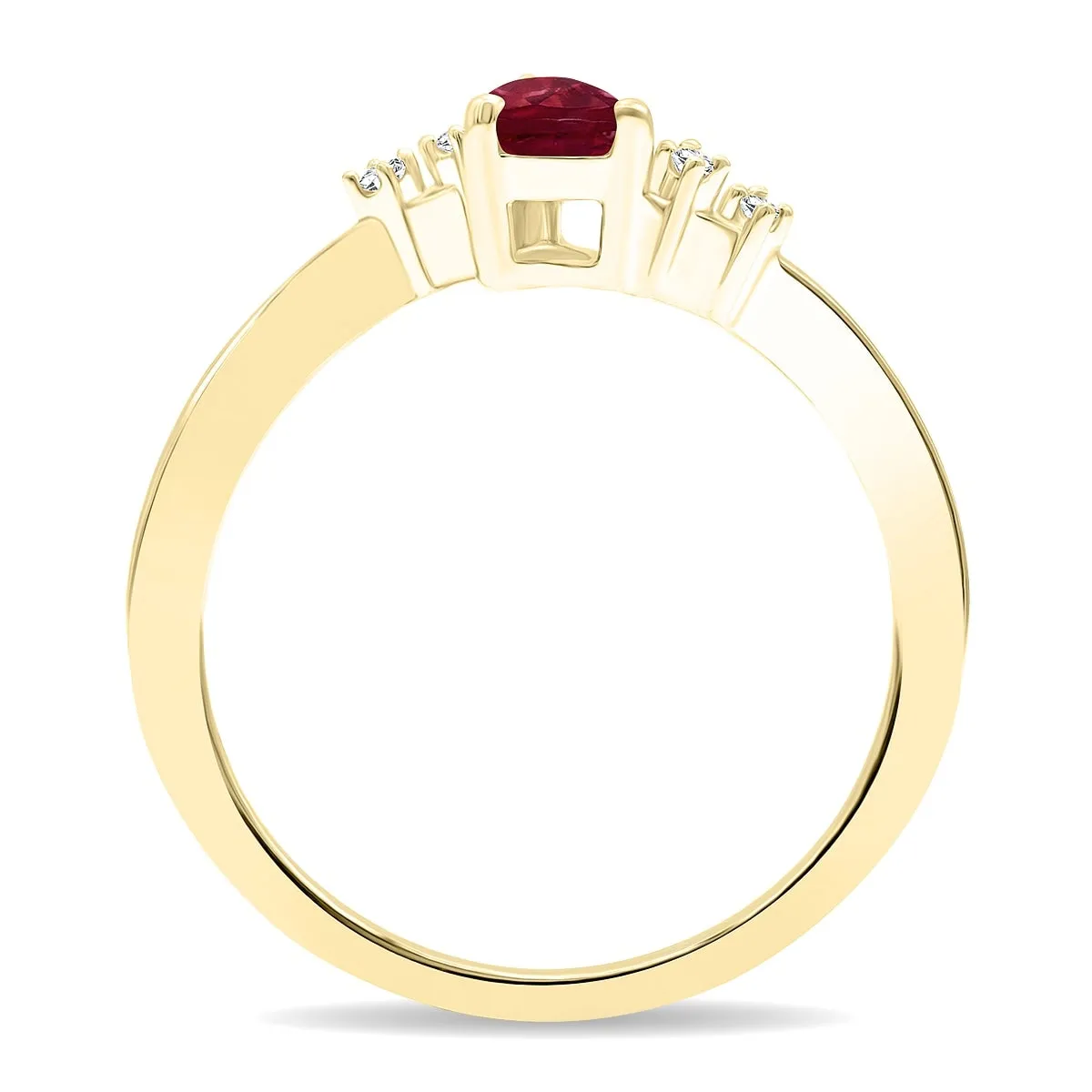 Women's Pear Shaped Ruby and Diamond Wave Ring in 10K Yellow Gold sold by Zulily product image thumbnail 3