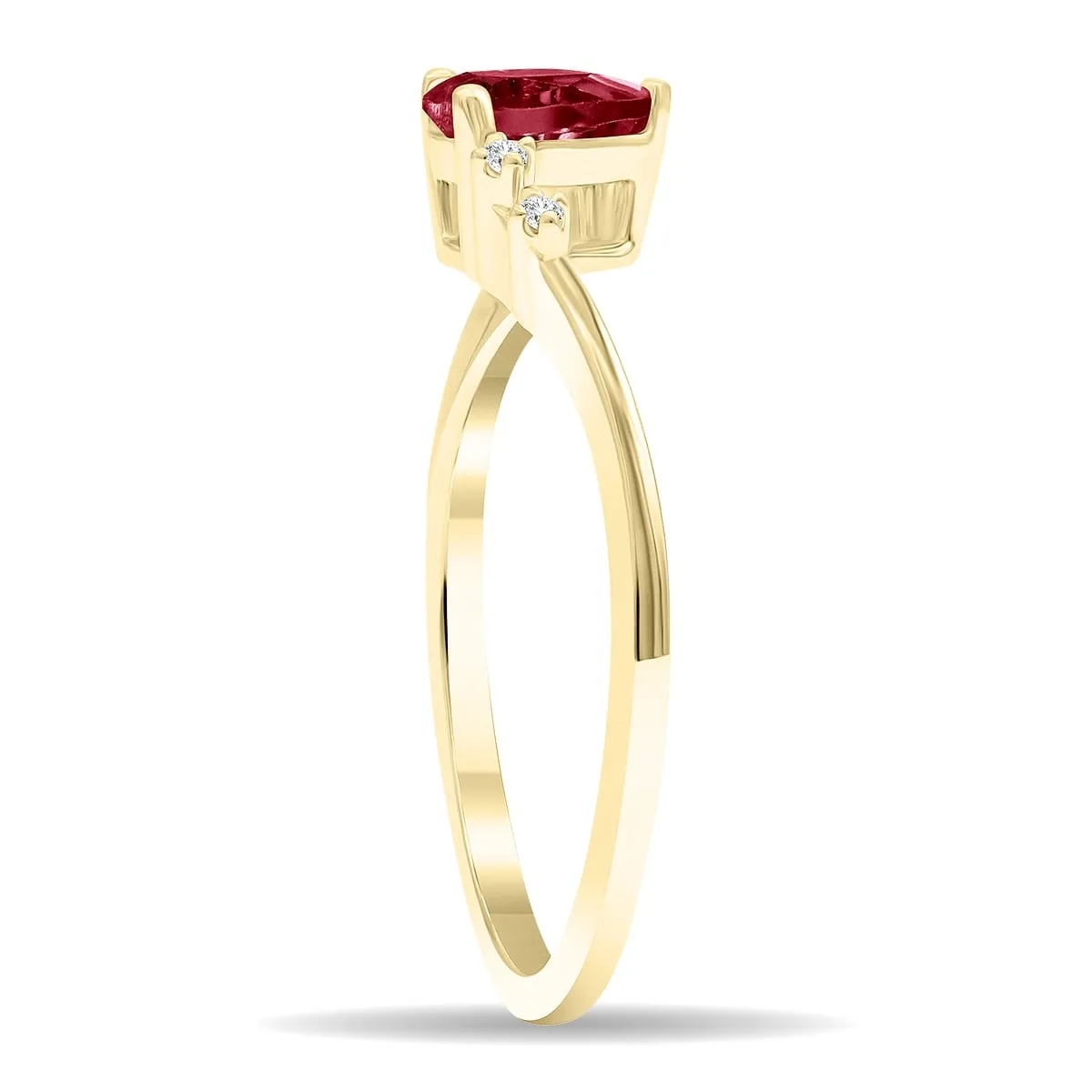 Women's Pear Shaped Ruby and Diamond Wave Ring in 10K Yellow Gold sold by Zulily product image thumbnail 2