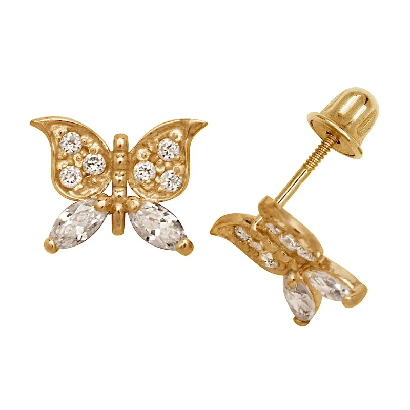 Curata 14k Gold Cubic Zirconia Large Butterfly Screw Back Stud Earrings sold by Zulily