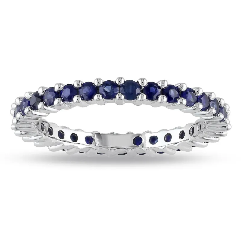 Miadora 14k White Gold 3/5ct TGW Blue Sapphire Eternity Ring sold by Zulily