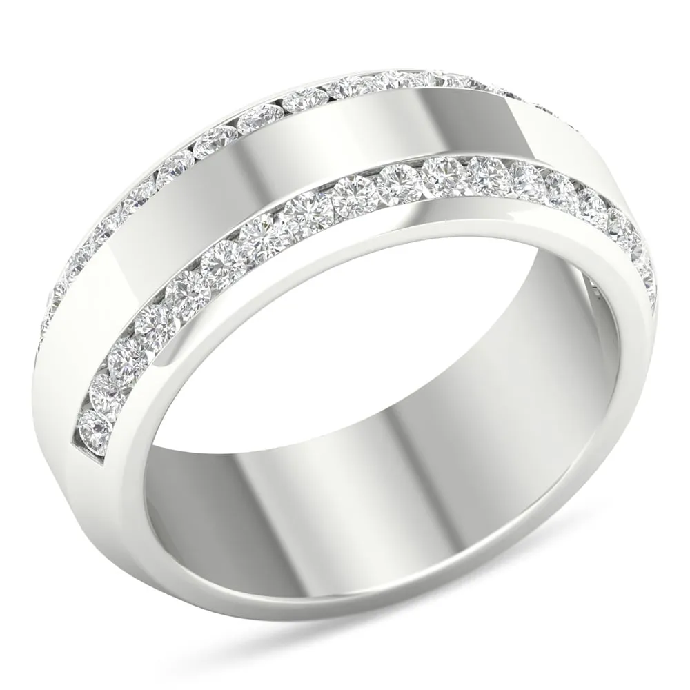 De Couer IGI Certified 14k Gold 7/8ct TDW Diamond Men's Exquisite Wedding Band - white gold - white gold sold by Zulily product image thumbnail 2