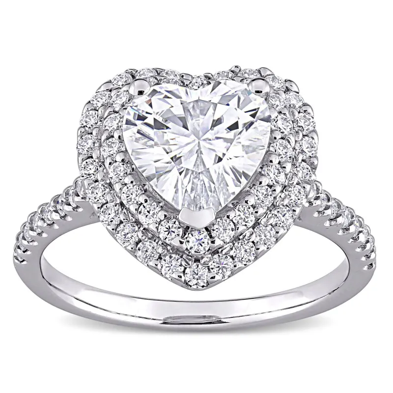 Miadora 2 5/8ct DEW Heart-cut Moissanite Double Halo Engagement Ring in 10k White Gold sold by Zulily
