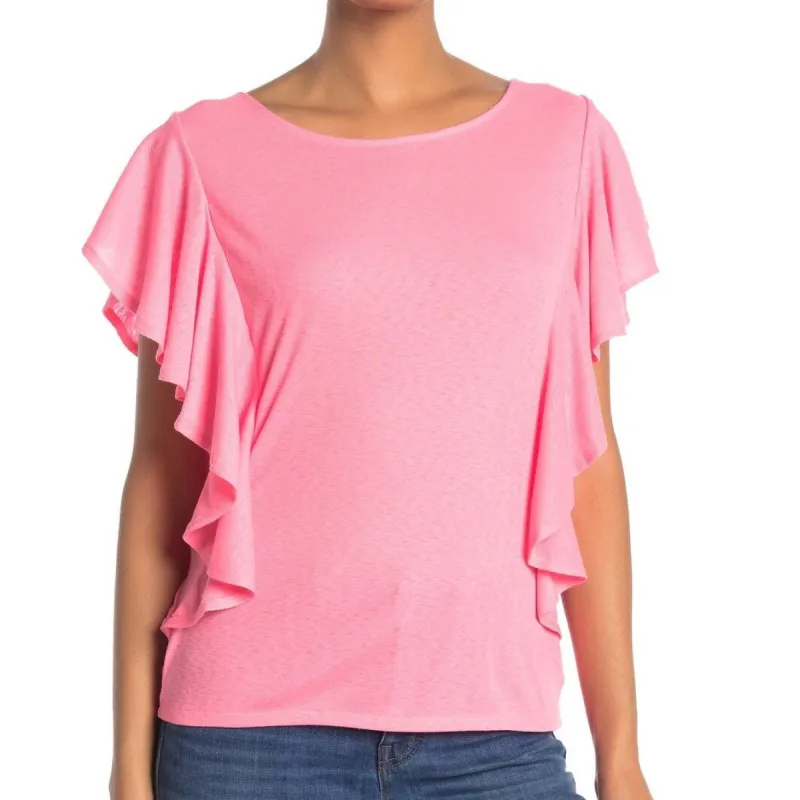 Rachel Roy Women's Ruffled Top Pink Size Large sold by Zulily
