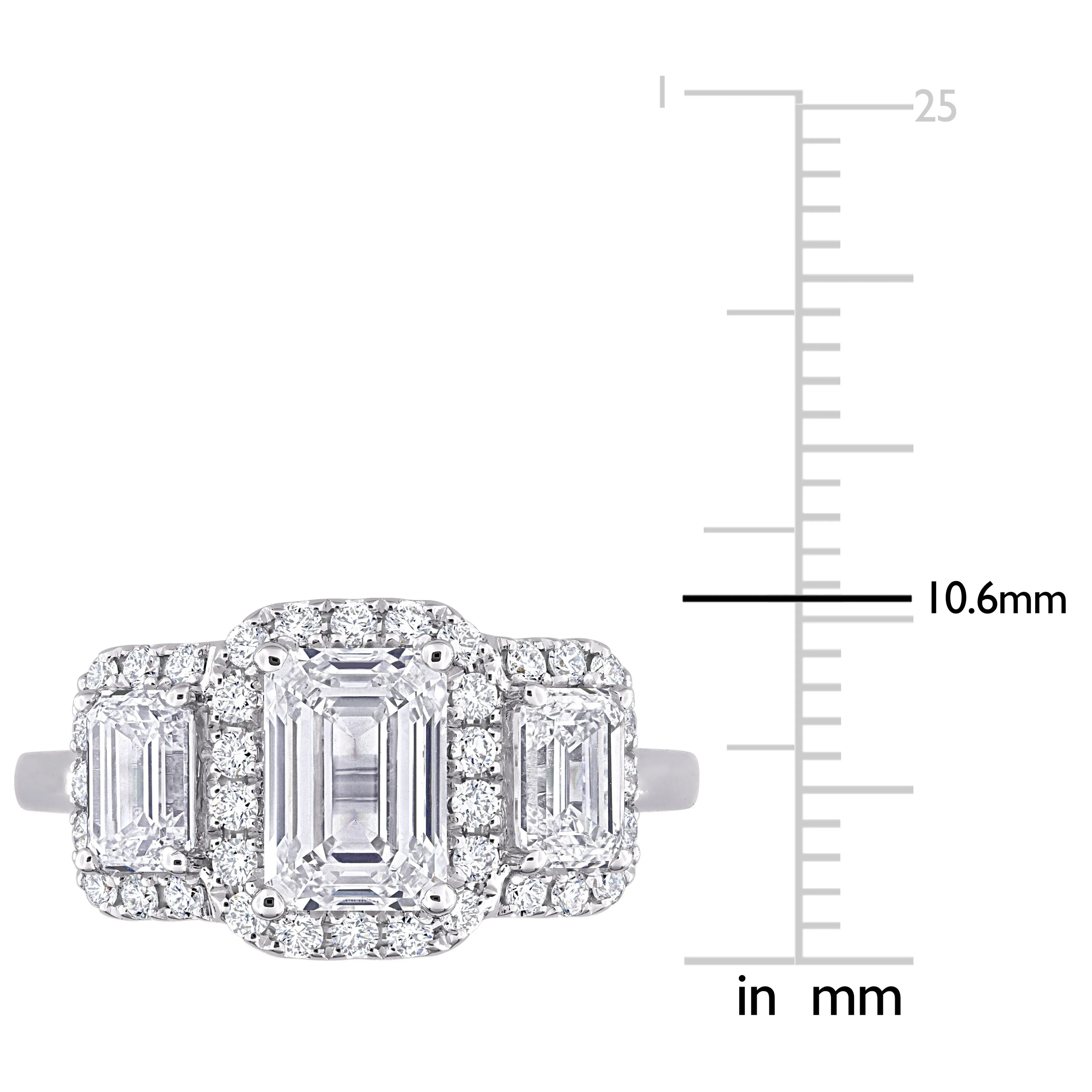 Created Forever 3ct TDW Emerald-Cut Lab-Grown Diamond and Tsavorite Accent 3-Stone Ring in 14k White Gold sold by Zulily product image thumbnail 4