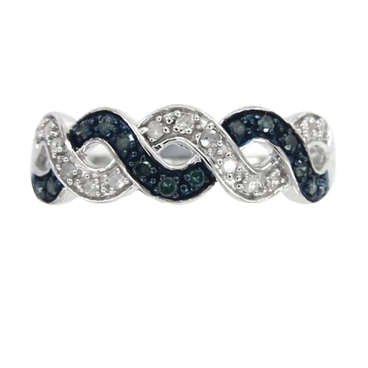 Sterling Silver with Genuine Blue and White Diamond Band Ring sold by Zulily