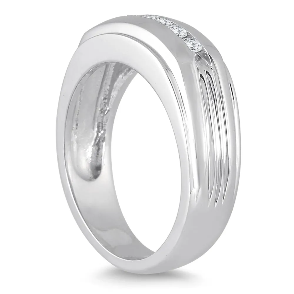1/4 Carat TW Men's Diamond Channel Ring in 10K White Gold sold by Zulily product image thumbnail 2