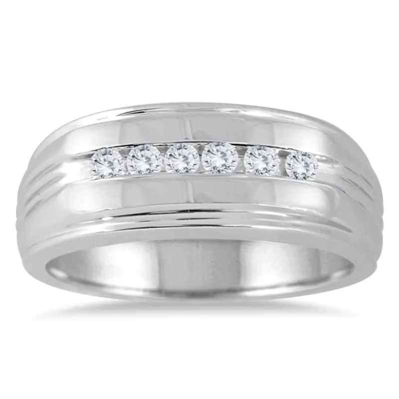 1/4 Carat TW Men's Diamond Channel Ring in 10K White Gold sold by Zulily