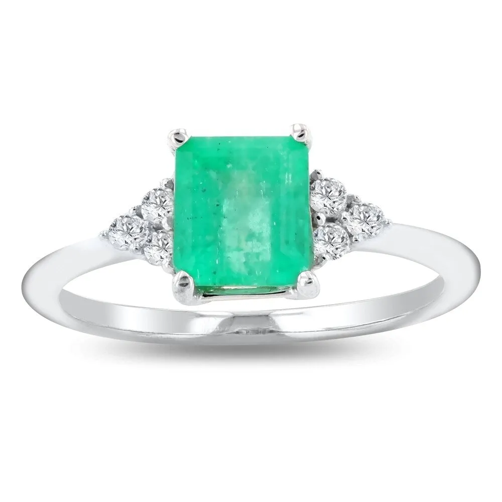 Auriya 14k White Gold 1 3/8ct Emerald and 1/10ct TDW Diamond Ring sold by Zulily
