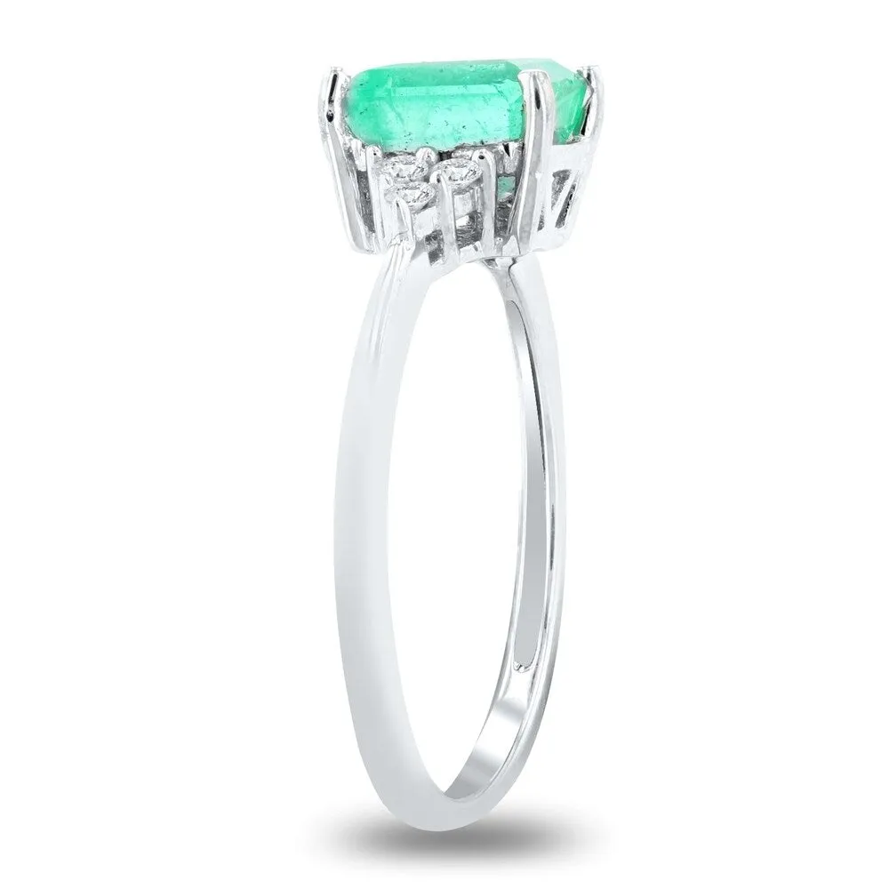 Auriya 14k White Gold 1 3/8ct Emerald and 1/10ct TDW Diamond Ring sold by Zulily product image thumbnail 3