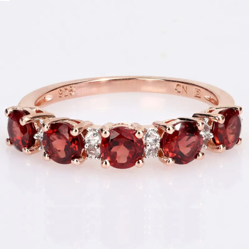 Miadora Rose Plated Sterling Silver Garnet & White Topaz Stackable Eternity Wedding Band Ring sold by Zulily
