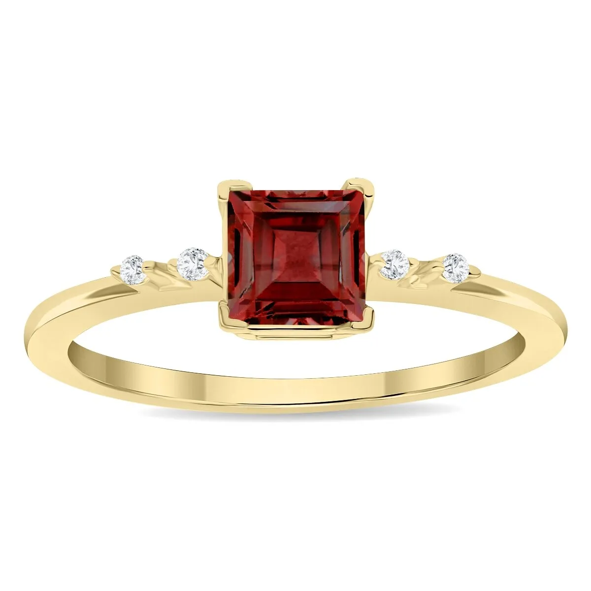 Women's Square Shaped Garnet and Diamond Sparkle Ring in 10K Yellow Gold sold by Zulily product image thumbnail 3