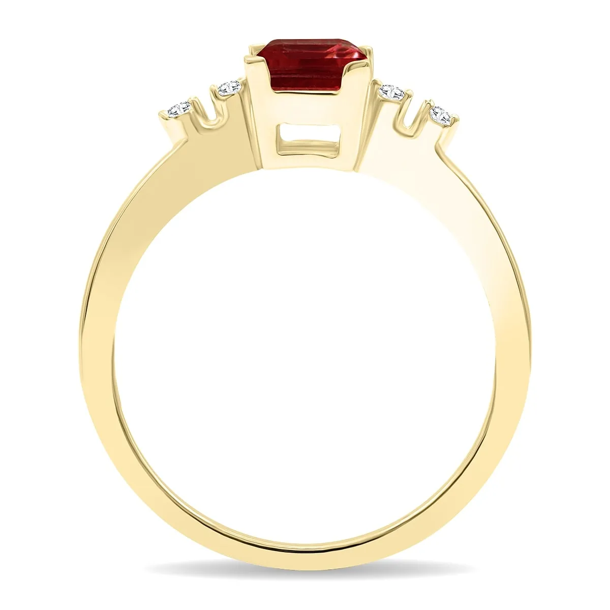 Women's Square Shaped Garnet and Diamond Sparkle Ring in 10K Yellow Gold sold by Zulily product image thumbnail 4