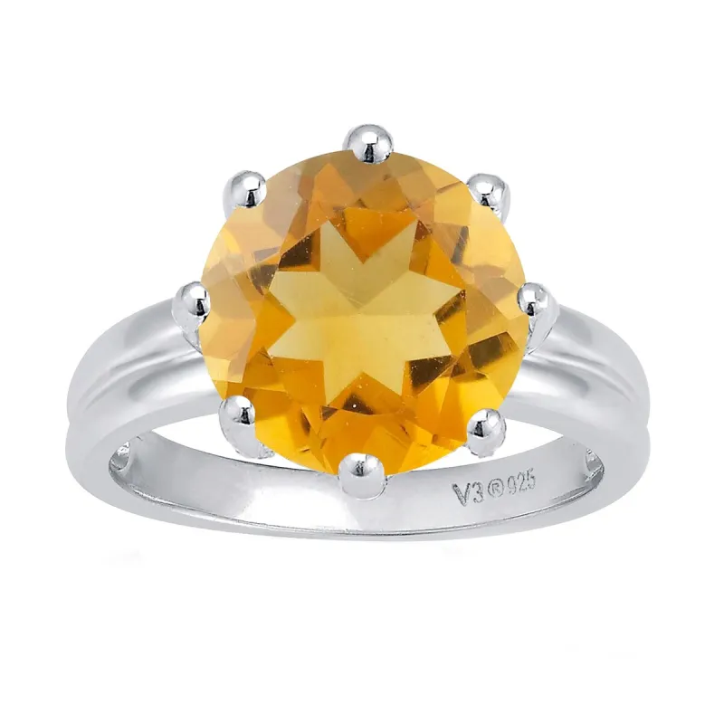 Yellow Citrine Sterling Silver Solitaire Ring sold by Zulily