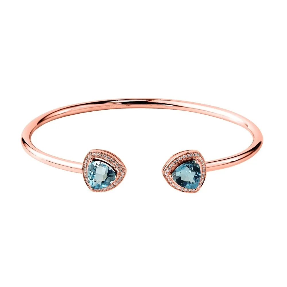 Auriya 4ct Trillion-Cut Sky Blue Topaz Gold over Silver Bangle Bracelet with Diamond Accents sold by Zulily product image thumbnail 3