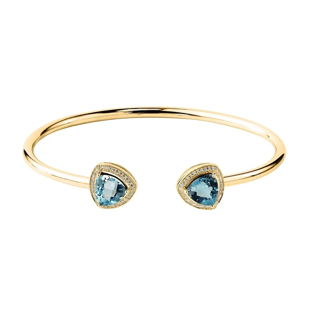 Auriya 4ct Trillion-Cut Sky Blue Topaz Gold over Silver Bangle Bracelet with Diamond Accents sold by Zulily product image thumbnail 2