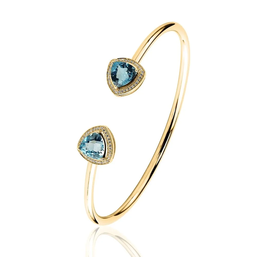 Auriya 4ct Trillion-Cut Sky Blue Topaz Gold over Silver Bangle Bracelet with Diamond Accents sold by Zulily product image thumbnail 5