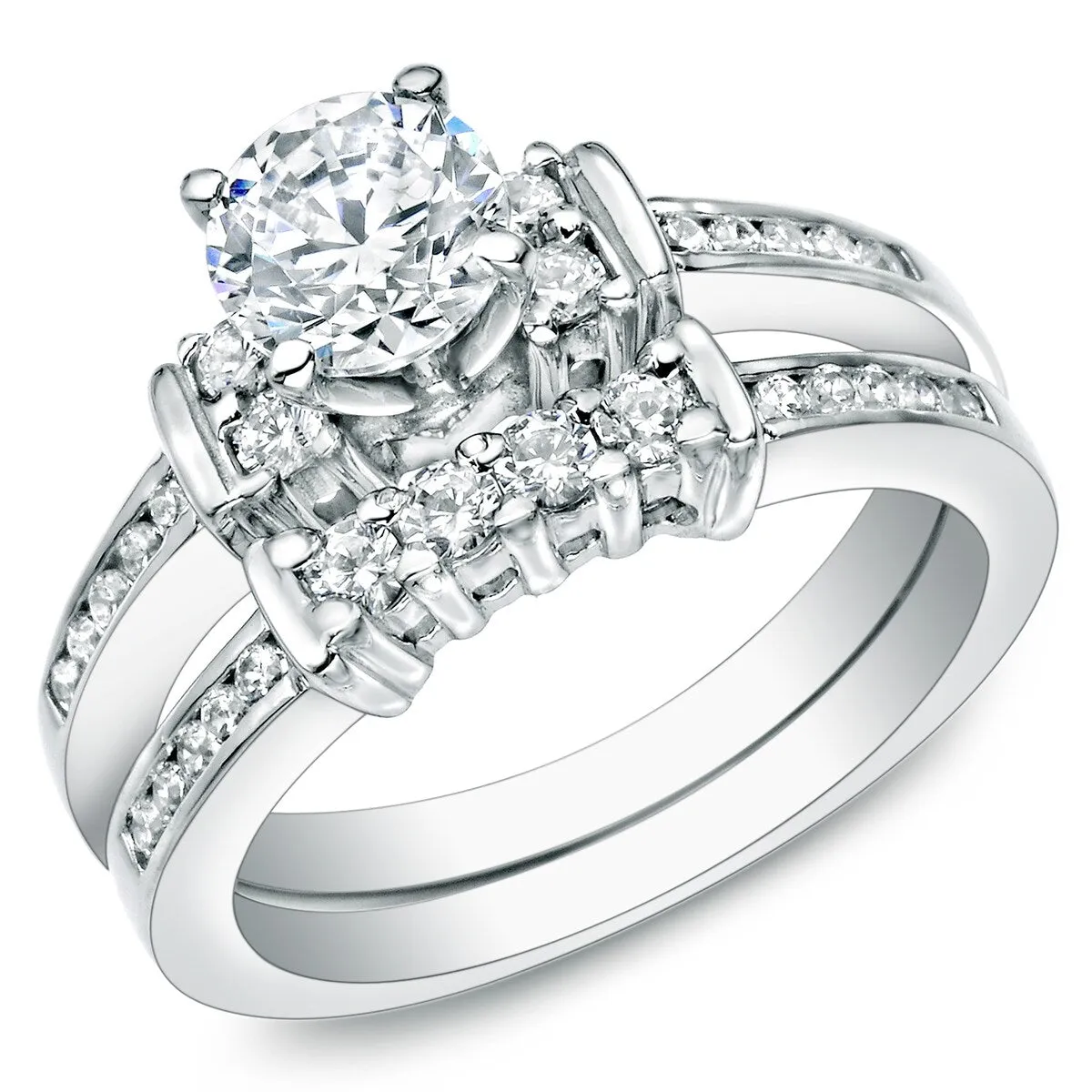 Auriya 1 2/5ctw Diamond Engagement Ring Set 3 Stone Style 14k Gold sold by Zulily product image thumbnail 2
