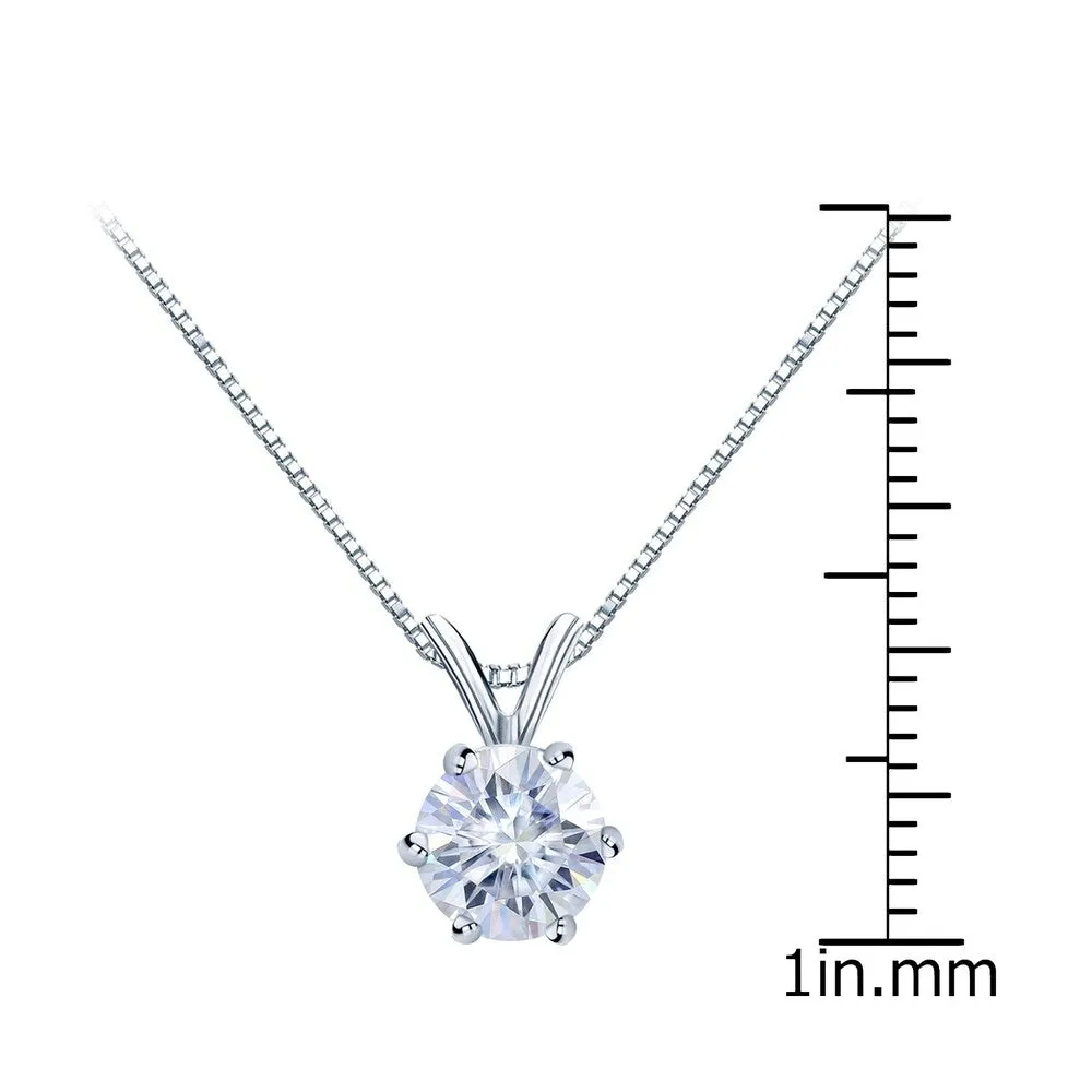 Auriya Platinum 1ctw Round Solitaire Moissanite Necklace 6-prong Basket - 6.5 mm - 6.5 mm sold by Zulily product image thumbnail 3