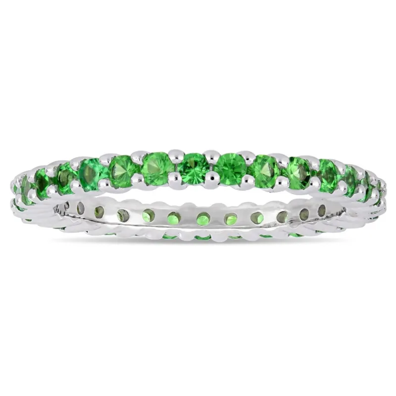 Miadora 14k White Gold Tsavorite Stackable Full-Eternity Band sold by Zulily