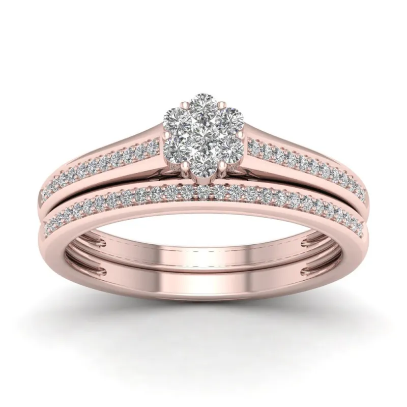 De Couer 1/3ct TDW Diamond Cluster Bridal Sets - Pink sold by Zulily
