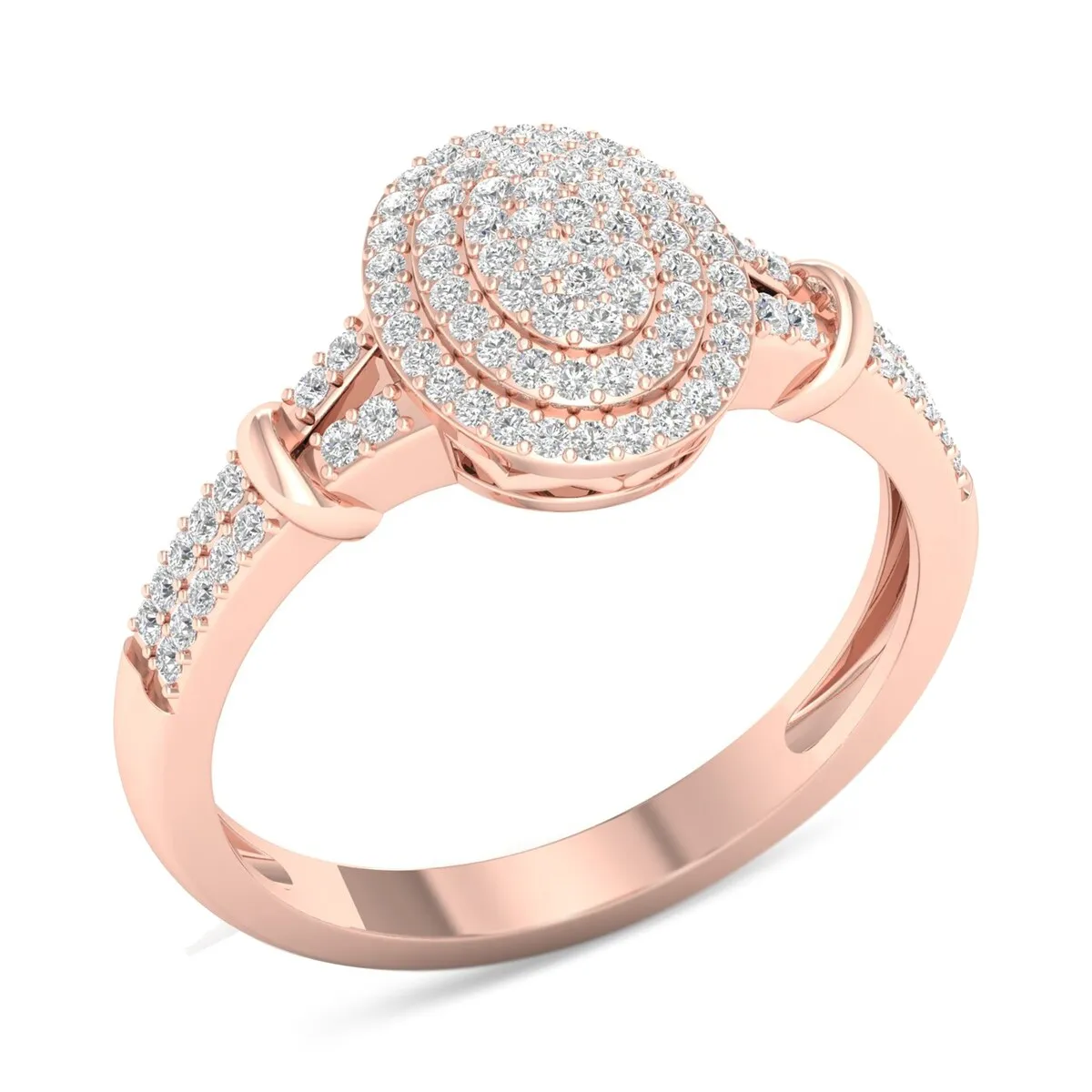 De Couer 10k Rose Gold 1/4ct TDW Diamond Cluster Double Halo Engagement Ring - Pink sold by Zulily product image thumbnail 2