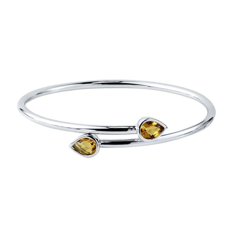 Auriya 2ct Pear-cut Yellow Citrine Bypass Bangle Bracelet Gold over Silver sold by Zulily
