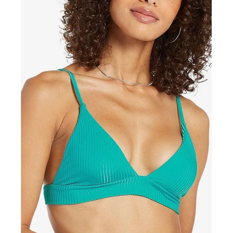 Volcom Junior's Simply Rib Triangle Bikini Top Swimsuit Blue Size Medium sold by Zulily