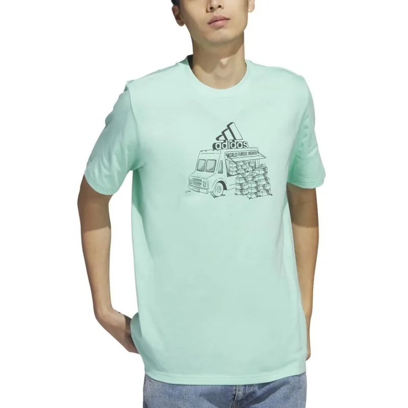 adidas Men's Short Sleeve Crewneck Food Truck Graphic T Shirt Green Size Medium sold by Zulily