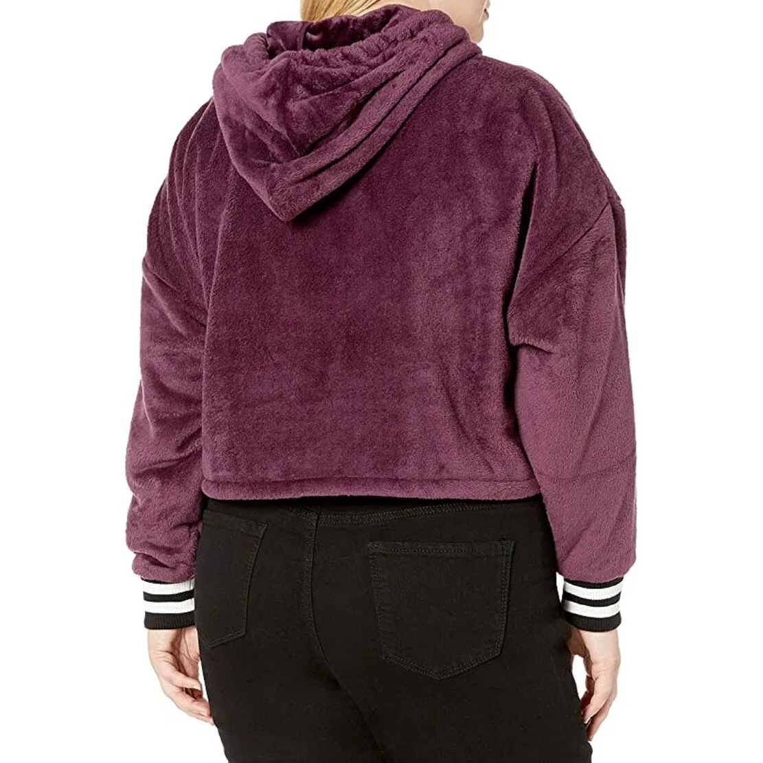Champion Women's Super Fleece Faux Cropped Cut Off Po Hood Purple Size X-Large sold by Zulily product image thumbnail 2