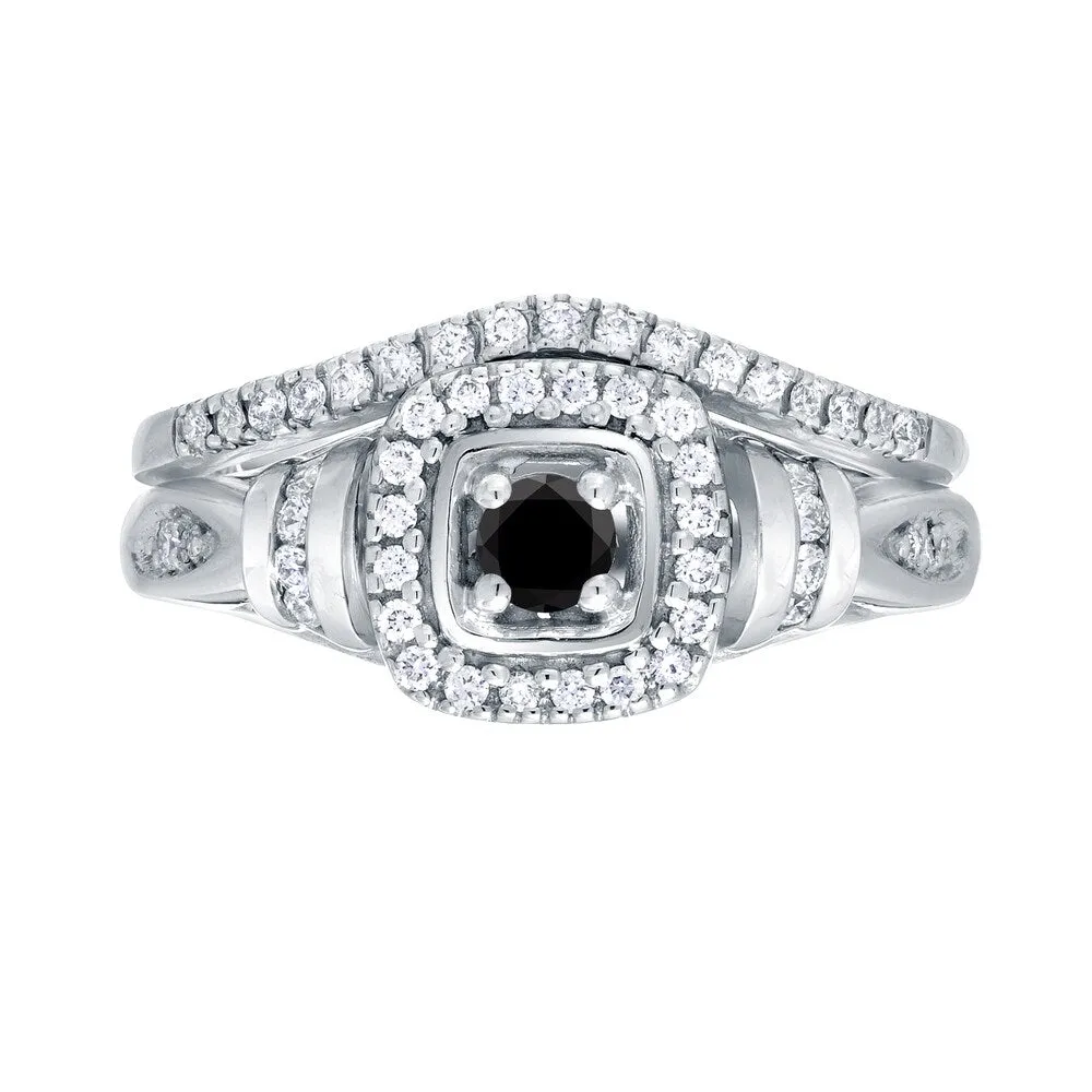 Auriya 1/2ctw Halo Black Diamond Engagement Ring and Wedding Band Set 14k Gold sold by Zulily product image thumbnail 4